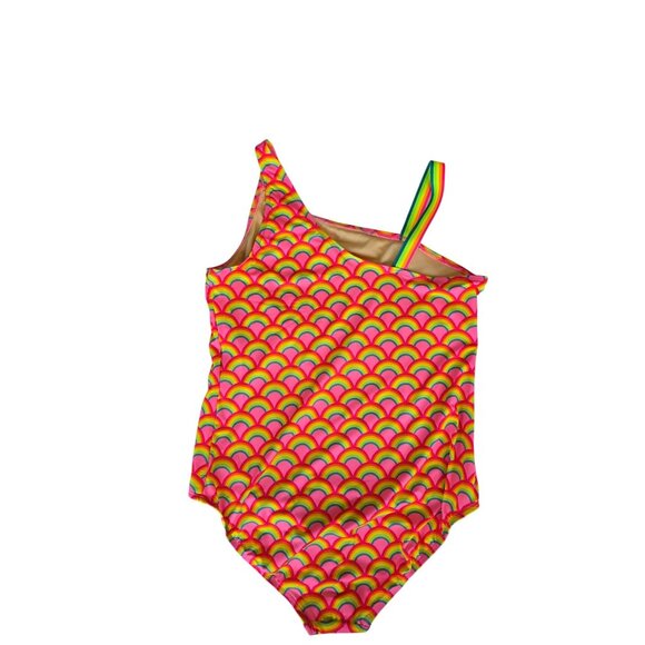 Kids One-Shoulder Rainbow Print Swimsuit Size 16+ - Picture 2 of 2